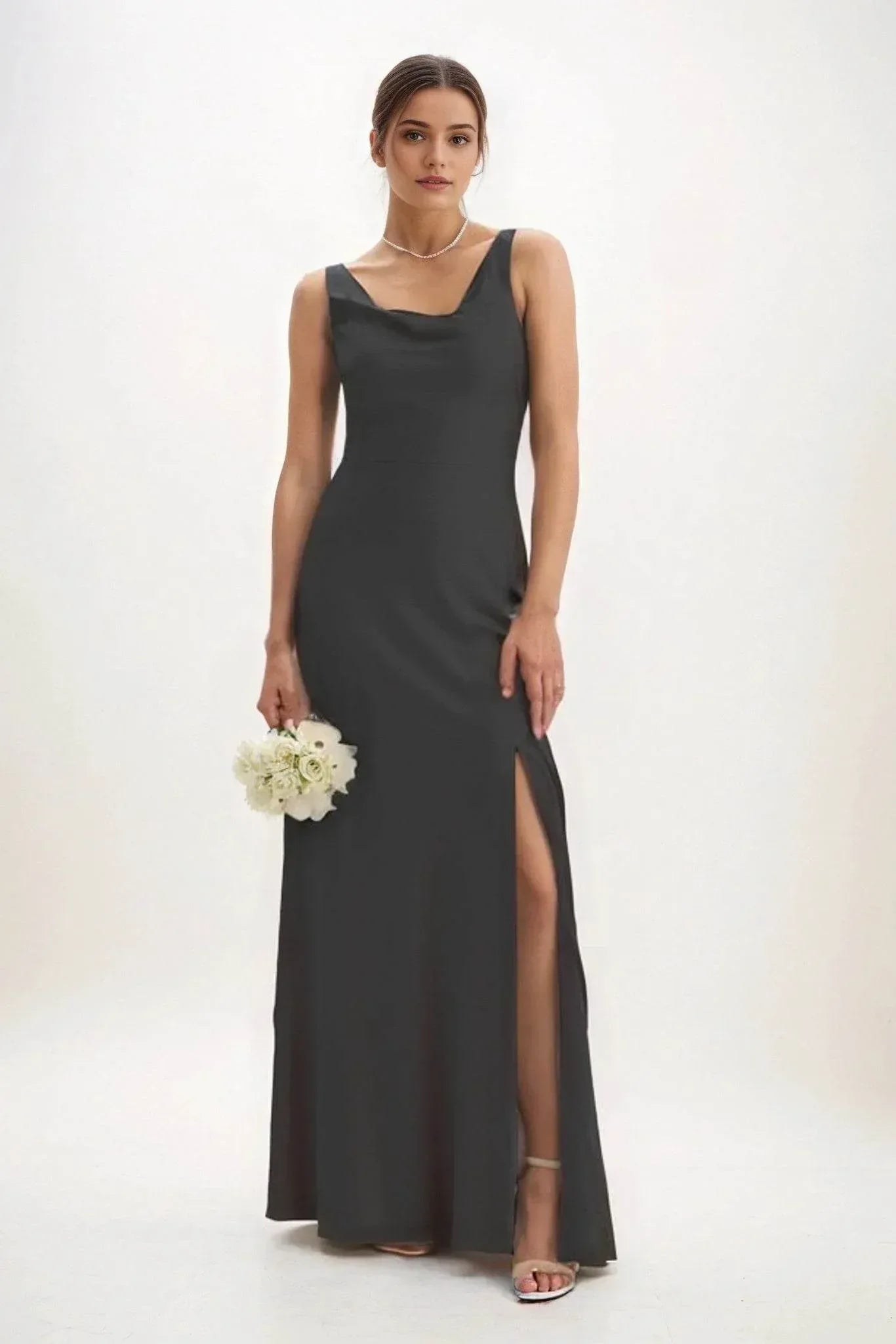 Sheath-Column Maxi Luxe Satin Dress CB0816CS - COCOMELODY